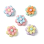 Cabochons décodés en résine opaque, fleur à double couche
