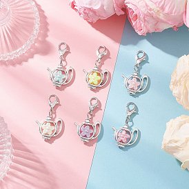 Акриловые подвесные украшения с имитацией жемчуга, Чайник с цветком, с фурнитурой тибетского стиля