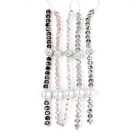 Нити бусин из акрила, стекла, АБС-пластика, жемчуга, сплава и полимерной глины с паве из стразов, баррель, для изготовления ювелирных изделий, граненые