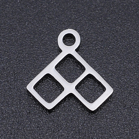 201 Stainless Steel Charms, Laser Cut Pendants, Square
