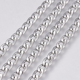 304 Stainless Steel Cuban Link Chains, Chunky Curb Chains, Unwelded