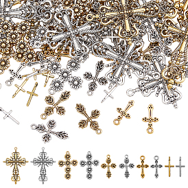 80Ppcs 10 Style Alloy Pendants, Cadmium Free & Lead Free, Cross