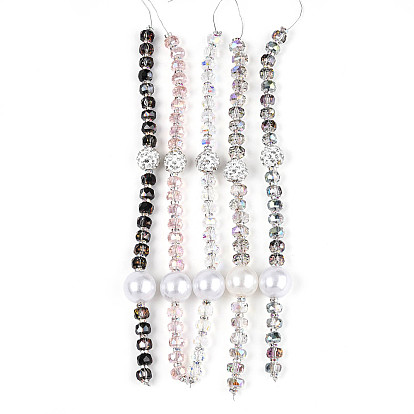 Нити бусин из акрила, стекла, АБС-пластика, жемчуга, сплава и полимерной глины с паве из стразов, баррель, для изготовления ювелирных изделий, граненые