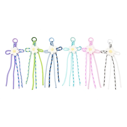 6 шт. подвесные украшения из хлопкового трикотажа ручной работы, полиэстера и спандекса с бусинами, с литыми пружинными кольцами