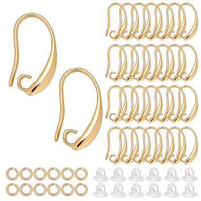 Латунные крючки для сережек, с латунными открытыми соединительными кольцами и пластиковыми ушными гайками