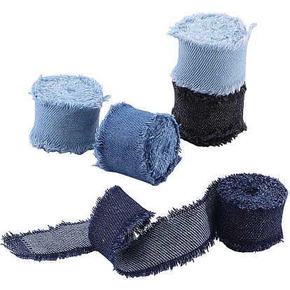 5 pièces 5 couleurs ruban en denim polyester, pour accessoires de vêtement, décoration cadeau