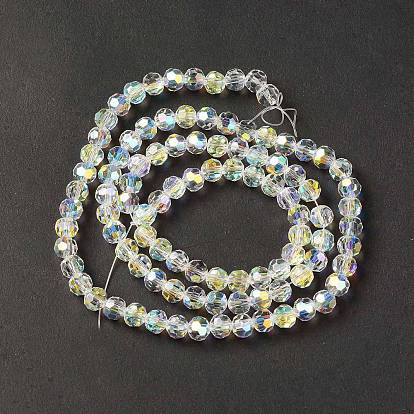 Transparent Electroplate Glass Beads Strands, Faceted, AB Color, Abacus