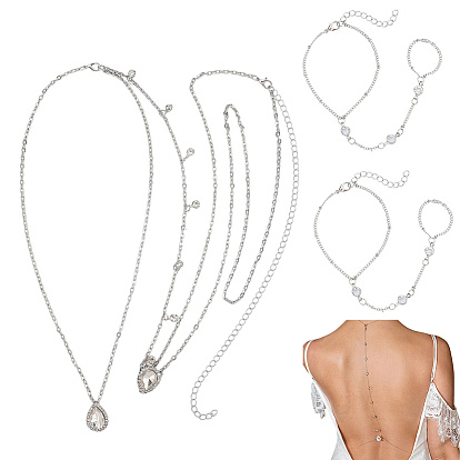 2шт. браслеты-кольца из сплава с цепочкой панцирного плетения для женщин, с плоским круглым прозрачным кубическим цирконием, граненые, с 1цепями для корпуса из ПК