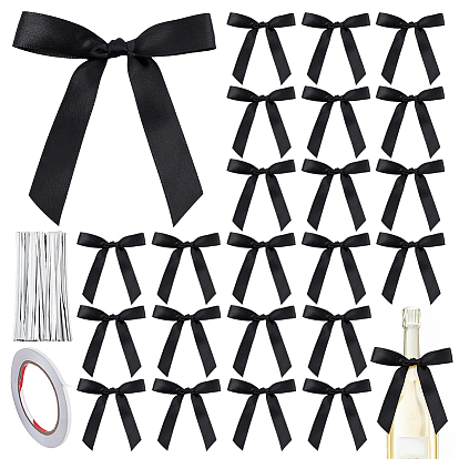 50 шт. полиэстеровые банты, с 50 пластиковой проволокой для животных, закрученной в жгут, и 1 рулоном двусторонней клейкой бумаги для украшения рождественской елки или подарочной коробки