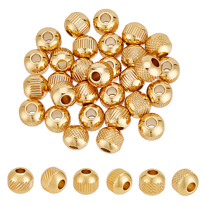 30шт 3 стиль 201 и 304 бусины из нержавеющей стали, круглые