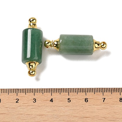Natural Gemstone Connector Charms, with 304 Stainless Steel Findings, Column Links