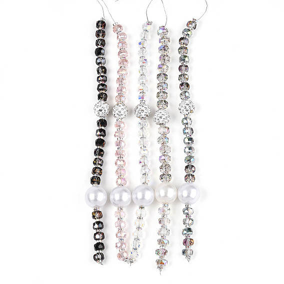 Нити бусин из акрила, стекла, АБС-пластика, жемчуга, сплава и полимерной глины с паве из стразов, баррель, для изготовления ювелирных изделий, граненые