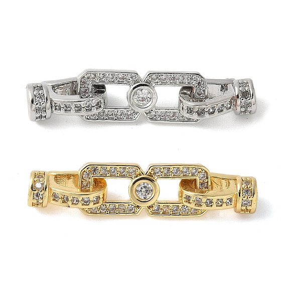 Латунный паве из прозрачного кубического циркония с застежками, без свинца и без кадмия, долговечный, стойки покрытие, прямоугольные