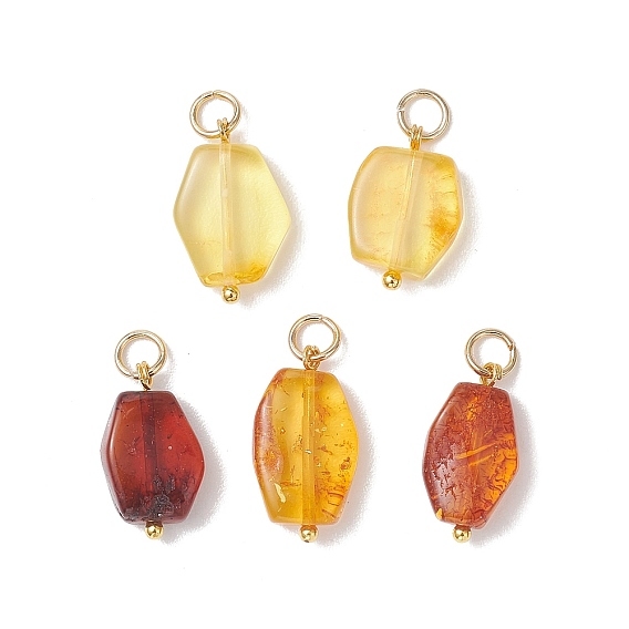 Подвески из натуральных янтарных самородков с градиентным цветом, с 304 петлями из нержавеющей стали