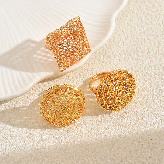 Геометрические полые латунные манжеты для женщин, золотые