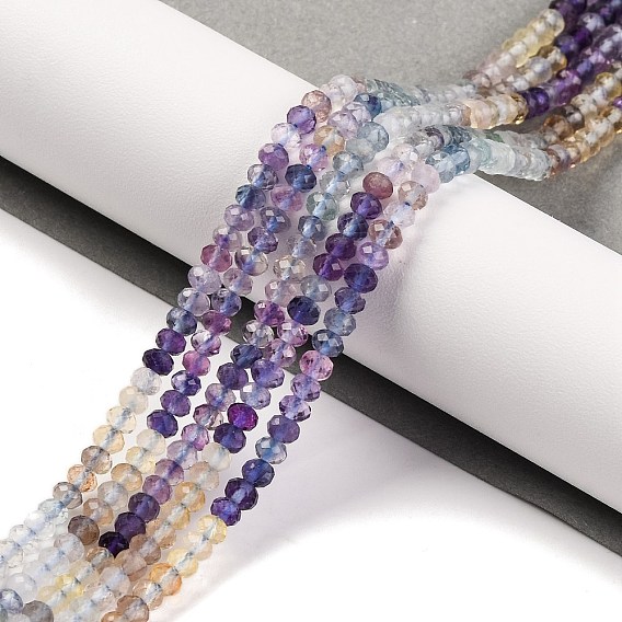 Природного флюорита бисер нитей, граненые, рондель