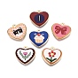 Printed Alloy Pendants, Rack Plating, Heart Charms, Cadmium Free & Nickel Free & Lead Free, Golden