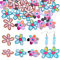 30Pcs 3 Style Transparent Acrylic Pendants, 3D Printed, Flower