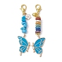 Butterfly Alloy Enamel Pendants Decoraiton, Gemstone Chip & Natural Lava Rock Beads and Lobster Claw Clasps Charm