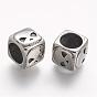 304 из нержавеющей стали бусы, куб с черепом, бусины с большим отверстием