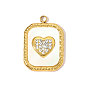304 из нержавеющей стали горный хрусталь подвески, сердце прелести, с оболочкой, ионное покрытие (ip), реальный 18 k позолоченный