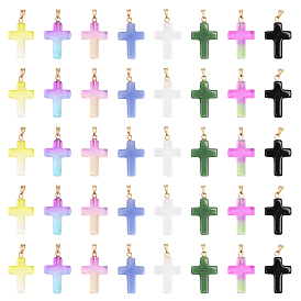 40 шт 8 цвета стеклянные подвески, с золотой гальванической железной фурнитурой, крест прелести