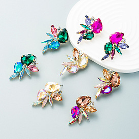 Sparkling Multi-layered Alloy Crystal Ear Studs for Women - Trendy and Versatile Earrings