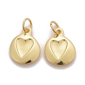 Подвески из латуни с покрытием из настоящего золота 18k, с прыжковых колец, долговечный, без свинца и без кадмия, сердце