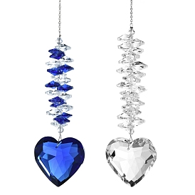 Ornements suspendus en forme de cœur en verre, Perles octogonales pour la décoration de la maison et du jardin