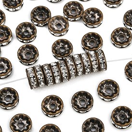 Латунные бусины разделители для поставки стразов, класс AAA, прямой фланец, без никеля , античная бронза, рондель, 10x4 мм, отверстие : 2 мм