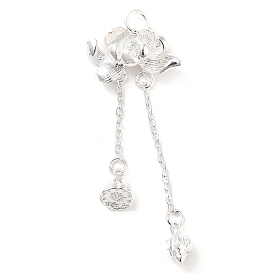 Alloy Tassel Big Pendants, with Jump Rings, Flower with Cupule