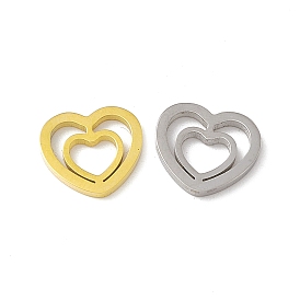 304 Stainless Steel Linking Rings, Mirror Finish, Double Heart