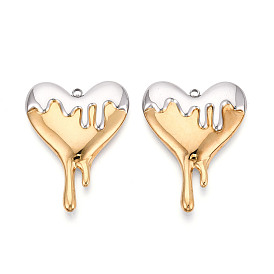 304 Подвески в виде тающего сердца из нержавеющей стали, два тона