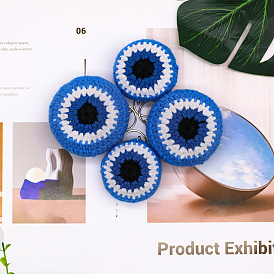 Cotton Crochet Evil Eye Keychains, with Alloy Rings, for Car Handbag Purse Craft Decoration