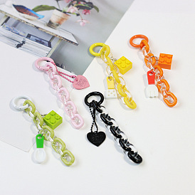 Summer Jelly Acrylic Chain Cutlery Heart Airpods Case Pendant Bag Keychain Necklace