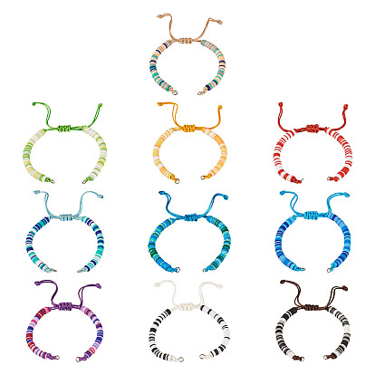 10шт 10цвета ручная работа полимерная глина регулируемый браслет хейши изготовление, с корейскими вощеный шнур полиэстера