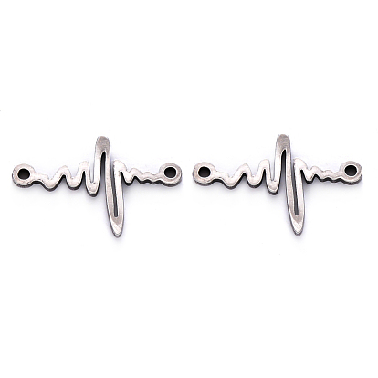 201 Stainless Steel Links, Laser Cut, Heart Beat Shape