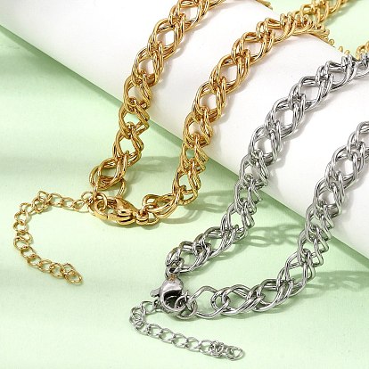 6.5MM 304 Stainless Steel Double Link Chain Necklaces for Women Men, Ion Plating(IP)