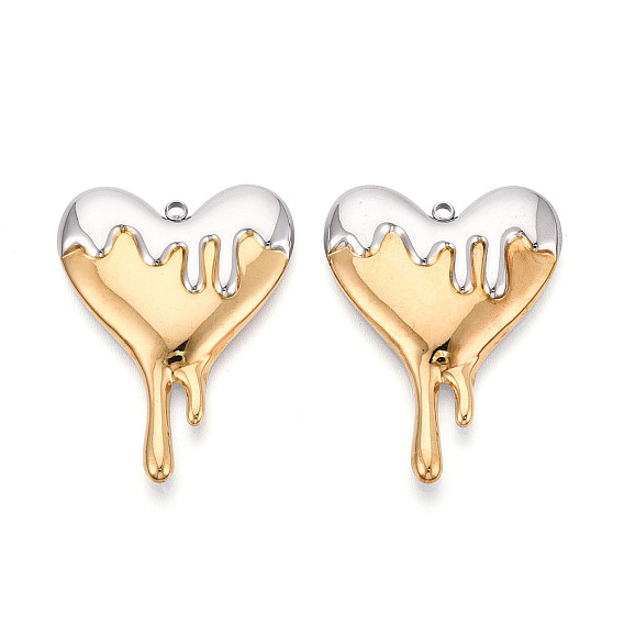 304 Подвески в виде тающего сердца из нержавеющей стали, два тона