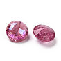Crackle Moonlight Style Glass Rhinestone Cabochons, Pointed Back, Flat Round