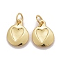 Подвески из латуни с покрытием из настоящего золота 18k, с прыжковых колец, долговечный, без свинца и без кадмия, сердце