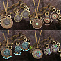 Комплекты из ожерелий и висячих серег из богемского сплава с эмалью и деревом, плоско-круглые