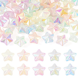 50 шт. 5 цвета УФ-покрытие светящиеся прозрачные акриловые бусины, светится в темноте, звезда