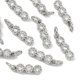 SHEGRACE Brass Pave Cubic Zirconia Pendants, Flat Round Charms, Cadmium Free & Lead Free & Nickel Free
