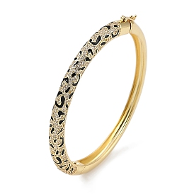 Rack Plating Brass Micro Pave Cubic Zirconia Bangles, Enamel Style, Cadmium Free & Lead Free, Long-Lasting Plated