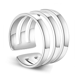 925 Sterling Silver Cuff Tail Ring, with Three Bands