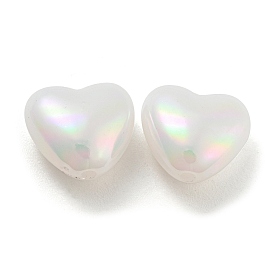 ABS Plastic Imitation Pearl Bead, Iridescence, Heart