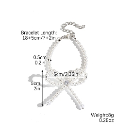 Пластиковые браслеты с искусственным жемчугом и подвесками для женщин, бантом