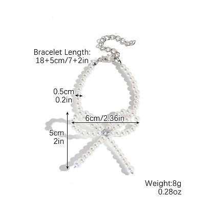 Пластиковые браслеты с искусственным жемчугом и подвесками для женщин, бантом