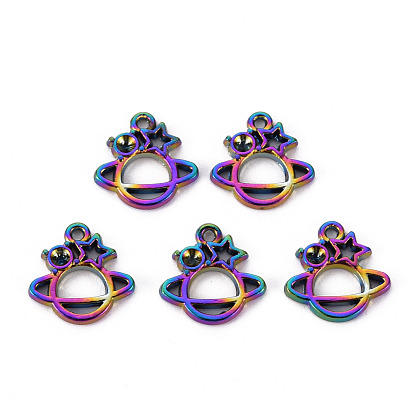 Alloy Pendant Rhinestone Settings, Cadmium Free & Nickel Free & Lead Free, Planet with Star